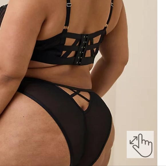 PLUS Caged Satin-Feeling Tanga Panty - Picture 3 of 11